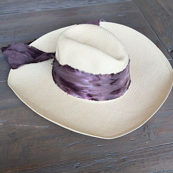 Anthropologie Tie-Dye Trimmed Straw Rancher - Picture 3 of 13